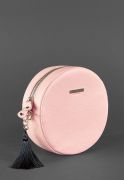 Фото Круглая кожаная женская сумочка Tablet розовая